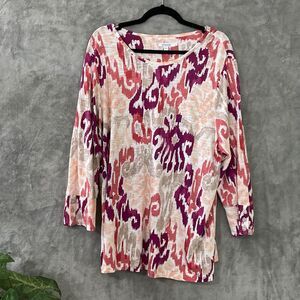 Chico's Blouse top modal blend Ikat Bohemian Print women’s size XXL